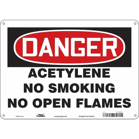 No Smoking Sign, 10" H, 14 in W, Polyethylene, Horizontal Rectangle, English, 473R81