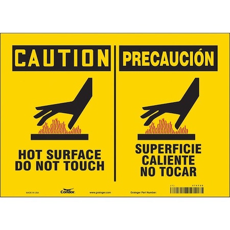 Danger Sign, 10 in H, 14 in W, Vinyl, Horizontal Rectangle, English, Spanish, 474Y28