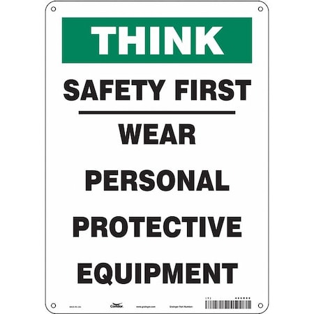 Safety Sign, 14 in Height, 10 in Width, Polyethylene, Vertical Rectangle, English, 466R88