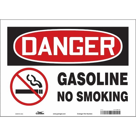 No Smoking Sign, 10" H, 14 in W, Vinyl, Horizontal Rectangle, English, 473R36