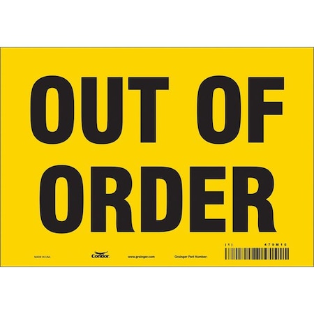 OUT OF ORDER, 10 in W x 7 in H, Vertical Rectangle, Vinyl, 479M10