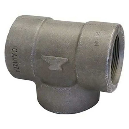 Reducing Tee Reducing Tee, 1-1/2" x 1-1/2" x 3/4" Pipe, FNPT, Black Forged Steel, Class 3000
