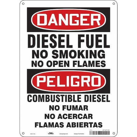 No Smoking Sign, 14 in H, 10" W,  Vertical Rectangle, English, Spanish, 473T30