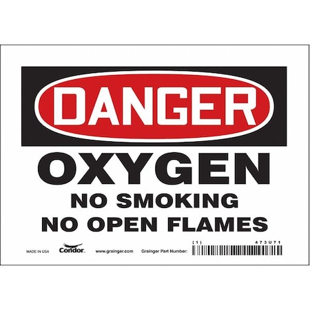 No Smoking Sign, 5 in H, 7 in W, Vinyl, Horizontal Rectangle, English, 473U71