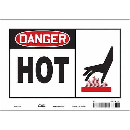 Danger Sign, 7 in H, 10 in W, Vinyl, Vertical Rectangle, English, 474Z11