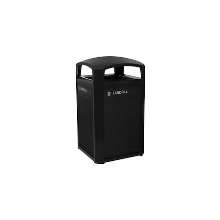 Landmark Series(R) 50 gal Square Outdoor Can, Black, None, Plastic, 26 in