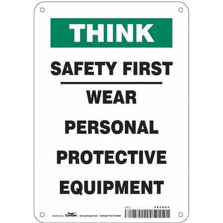 Safety Sign, 10 in Height, 7 in Width, Aluminum, Horizontal Rectangle, English, 466R95