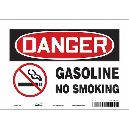 No Smoking Sign, 7" H, 10" W, Vinyl, Vertical Rectangle, English, 473R35