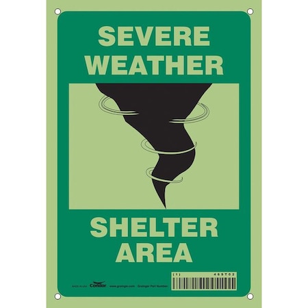 Safety Sign, 10 in Height, 7 in Width, Glow Vinyl, Horizontal Rectangle, English