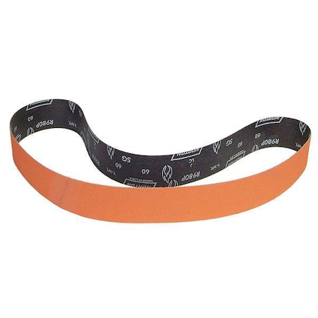 Sanding Belt, 1 1/2 in W, 60 in L, Coated, Ceramic, 36 Grit, Extra Coarse, Blaze R980P, Orange