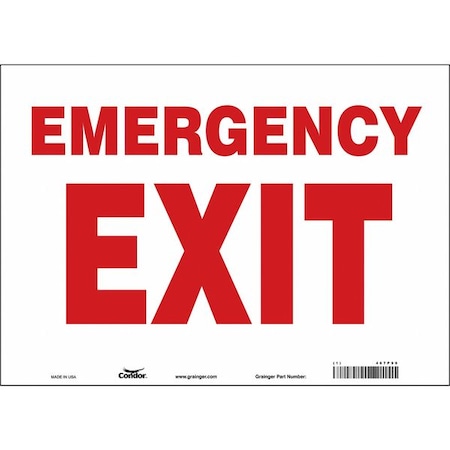 Exit Sign, Vinyl, 14" W, 10" H, Emergency Exit, White