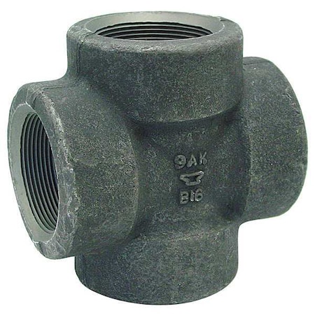 Cross Cross, 2" Pipe, FNPT, Black Forged Steel, Class 3000