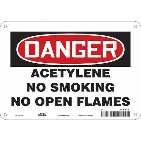 No Smoking Sign, 7" H, 10" W, Polyethylene, Vertical Rectangle, English, 473R80