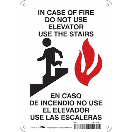 Safety Sign Emergency Exit, Aluminum, 7 in W, 10 in H, White