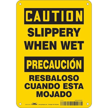 Safety Sign, 10 in H, 7 in W, Polyethylene, Horizontal Rectangle, English, Spanish, 469P08
