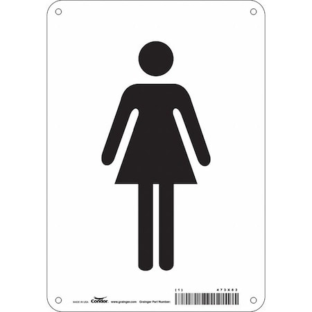 Restroom Sign, WOMEN, 7 in W x 10 in H, Horizontal Rectangle, Polyethylene, 473X83