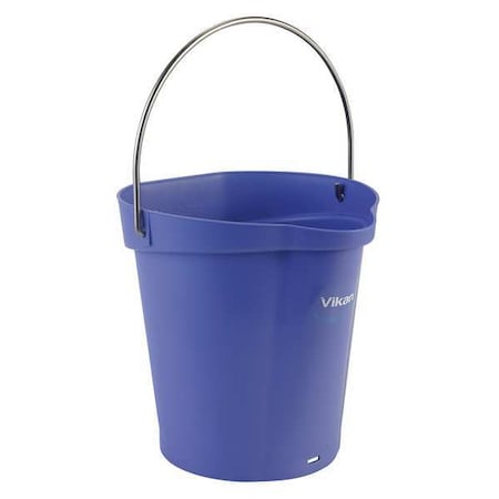 1 1/2 gal Round Bucket, 9 19/32 in Dia, Purple, Polypropylene/Stainless Steel