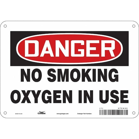 No Smoking Sign, 7" H, 10" W,  Vertical Rectangle, English, 473U22