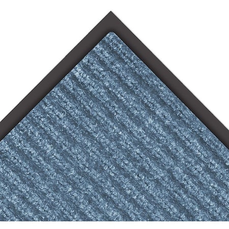 Entrance Mat, Indoor, Polypropylene, Ribbed Surface, Vinyl Back, 3/8 in Thick, 4 ft x 8 ft, Blue