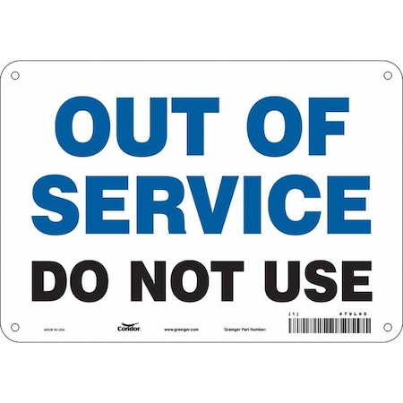 OUT OF SERVICE DO NOT USE, 10 in W x 7 in H, Vertical Rectangle, Aluminum, 479L90