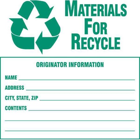 Recycle Label, White, Vinyl, PK100