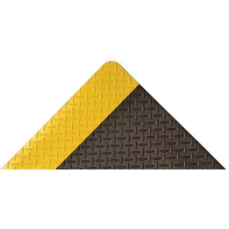 Antifatigue Mat, 3 ft. L x 2 ft. W, 9/16" Thickness, Nitrile Rubber, Diamond Plate, Black/Yellow