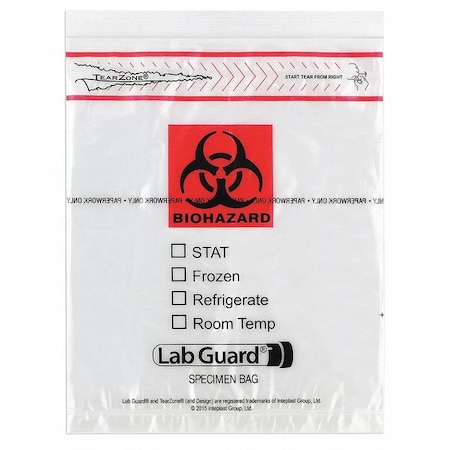Specimen Trans Bag,8x10",Red/Clr PK1000