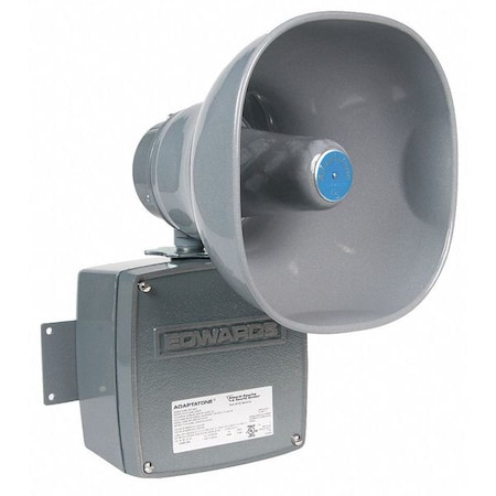 Multi-Tone Signal, Horn, Continuous, 24V AC/DC, 110 dB, Zinc Alloy, Gray, Conduit, Surface Mount