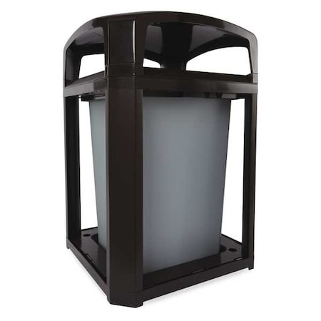 Landmark Series(R) 35 gal Square Outdoor Can, Black, None, Plastic, 26 in