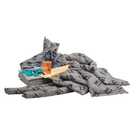 Spill Kit Refill, 38 gal Volume Absorbed per Kit, 55 gal Capacity, Refill, Gray