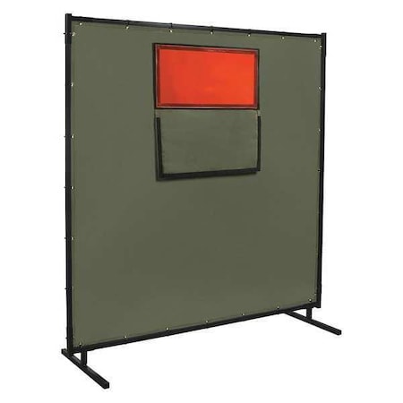 Welding Screen With Window, Vinyl, 8 ft. W., 6 ft. H., 12 oz/sq yd, 350 Degrees F Withstand Temp.