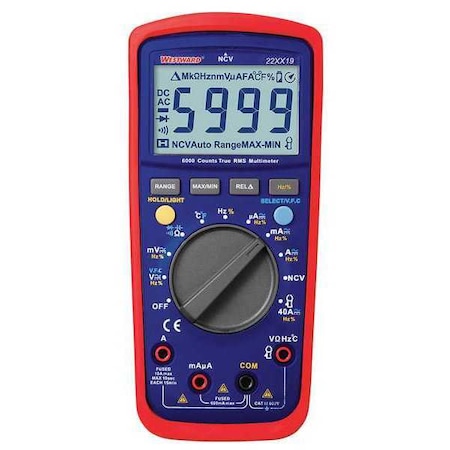 Digital Multimeter, 600 V Max DC, TRMS, 6,000 Instrument Counts, Backlit LCD