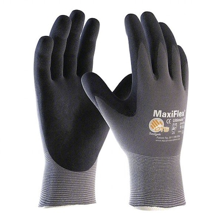 Coated Gloves, Nitrile, Sandy, 3/4 Dip, 4 Abrasion Level, Black/Gray, 2XL 1 PR