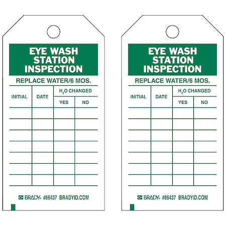Tag, Safety, Heavy Duty Polyester, 7 in H x 4 in W, Green on White, Rectangle, 10 PK