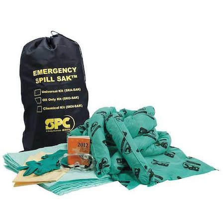 Spill Kit, 9 gal Volume Absorbed per Kit, Bag, Black