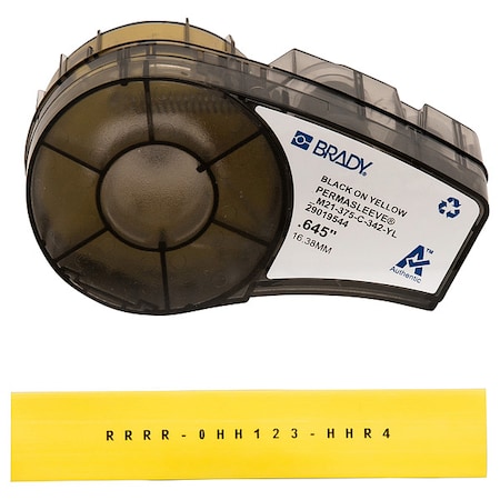 Yellow Heat Shrink Wire and Cable Labels for Brady M210 and M211, 3/8in dia