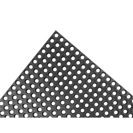 Antifatigue Mat, Rubber, Mini-Diamond Studded Top, 3 ft W x 5 ft L, Black