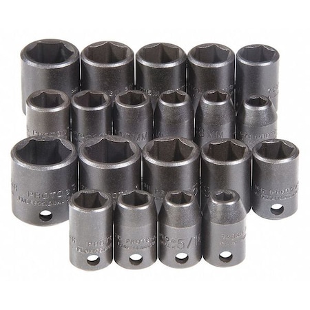 3/8" Drive Impact Socket Set, SAE, Metric, 20 pcs