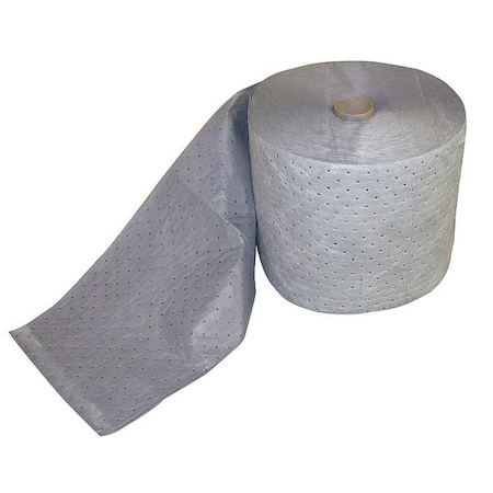 Sorbent Roll, 21 gal, 15 in x 300 ft, Universal, Gray, Polypropylene