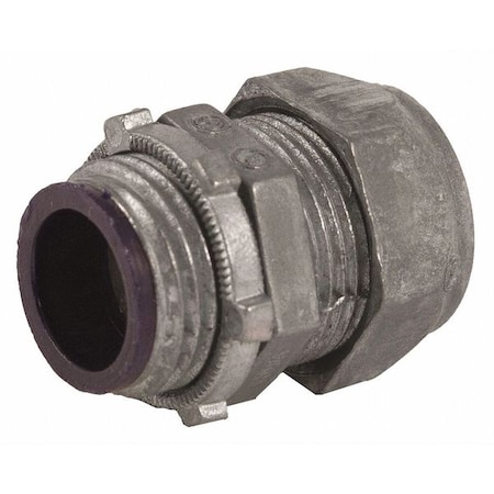 EMT Grounding Connector, 1-1/4 in, Compression, Zinc Alloy, Plain, Gray