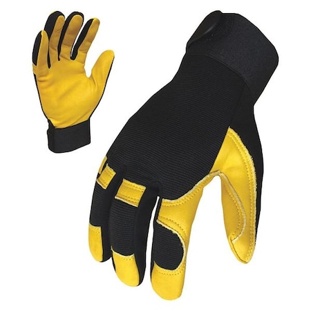 EXO Mechanics Gloves, Goatskin Palm, Polyester Back, XL, Black/Gold