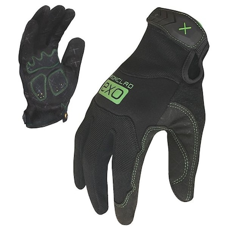 EXO Mechanics Gloves, Synthetic Leather/Foam Padding Palm, Polyester Back, 2XL, Black/Green