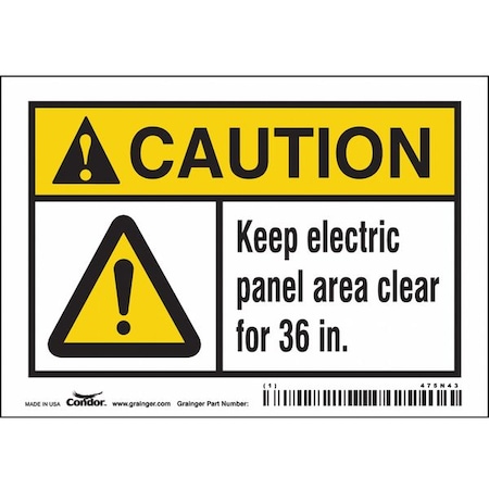 Safety Sign, 3 1/2 in Height, 5 in Width, Vinyl, Horizontal Rectangle, English, 475N43