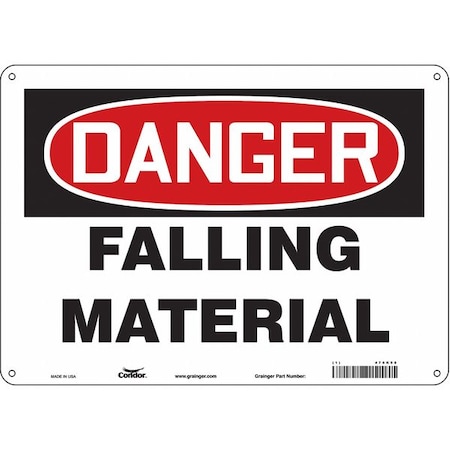 Danger, FALLING MATERIAL, 14 in W x 10 in H, Horizontal Rectangle, Polyethylene, 476K98