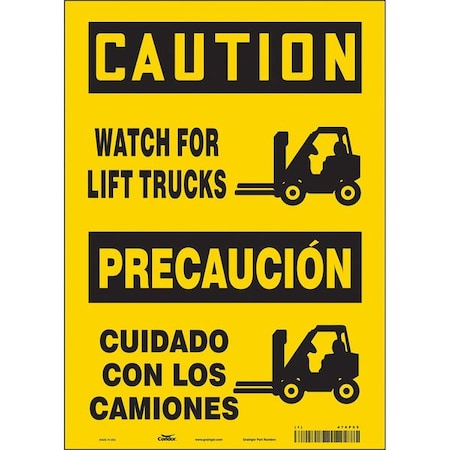 Safety Sign, 14 in Height, 10 in Width, Vinyl, Vertical Rectangle, English, Spanish, 476P55