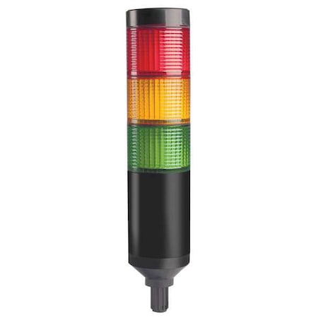 Tower Light Assembly, Red, Yellow, Green, 90 to 240V AC, 80 FPM, 56 mm Dia., Support Tube