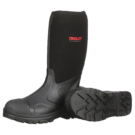 Men's Badger Tall Rubber Boots, Plain Toe, 15 in Height, Black, 11