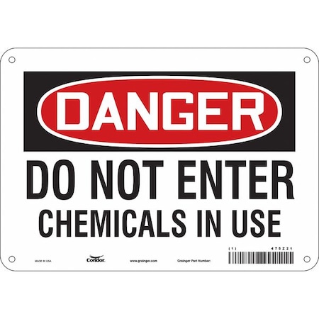 Chemical Sign, 7 in H, 10 in W, Polyethylene, Vertical Rectangle, English, 475Z21