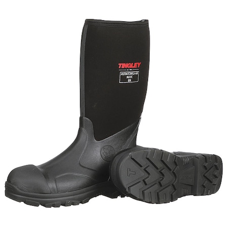 Men's Badger Tall Rubber Boots, Steel Toe, 15 in Height, Black, 7