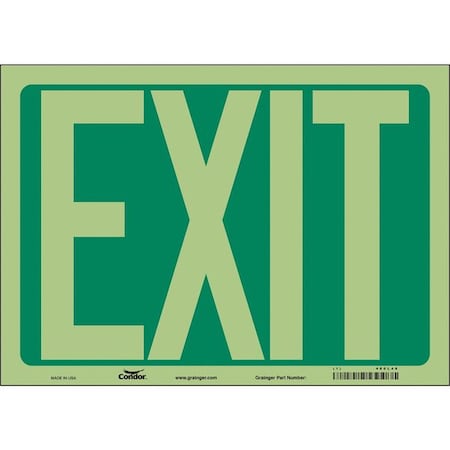 Exit Sign, Vinyl, 14" W, 10" H, EXIT, Green, White